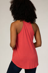 Coral Rounded Halter Neck Top