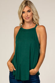 Green Rounded Halter Neck Top