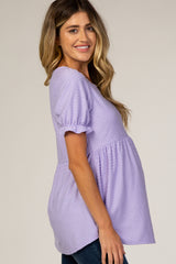 Lavender Swiss Dot Babydoll Maternity Blouse