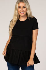 Black Tiered Maternity Top