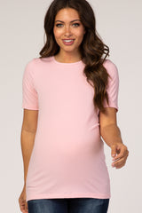 Light Pink Short Sleeve Maternity Top