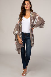 Grey Floral Sheer Cover Up
