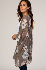 Grey Floral Sheer Cover Up