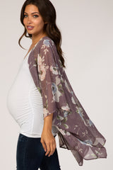 Lavender Floral Sheer Maternity Cover Up