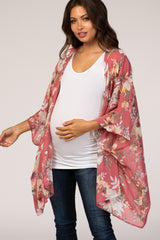 Pink Floral Chiffon Maternity Cover Up