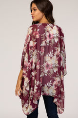 Burgundy Floral Chiffon Maternity Cover Up