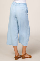 Light Blue Paper Bag Waist Cropped Pants