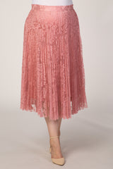 Pink Lace Plus Maternity Midi Skirt