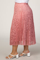 Pink Lace Plus Midi Skirt