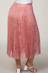 Pink Lace Plus Midi Skirt