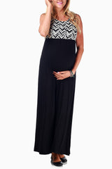 Black Chevron Top Maternity Maxi Dress