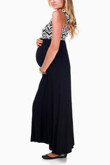 Black Chevron Top Maternity Maxi Dress