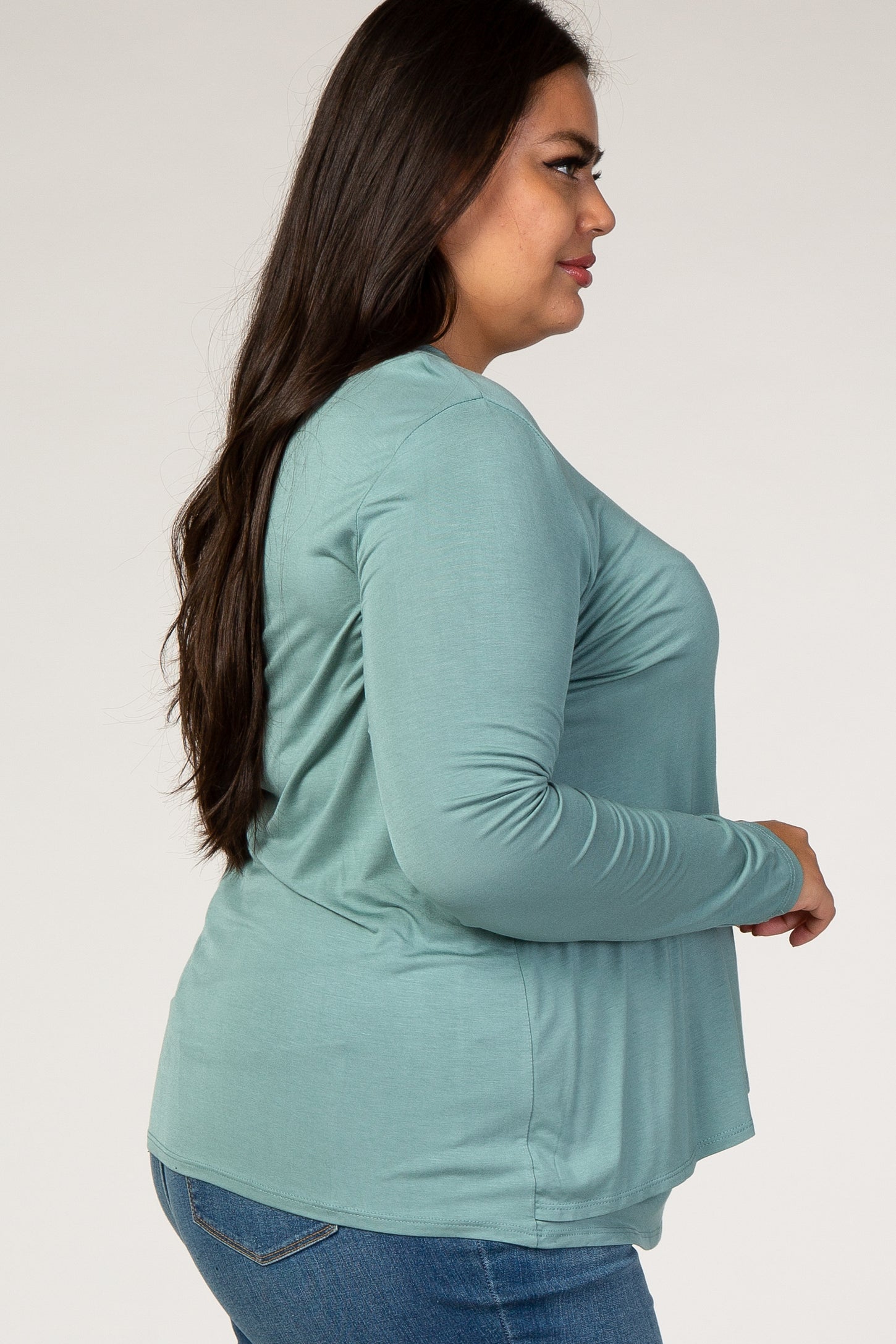 PinkBlush Sage Long Sleeve Draped Plus Nursing Top