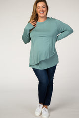 PinkBlush Sage Long Sleeve Draped Plus Maternity/Nursing Top