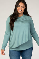 PinkBlush Sage Long Sleeve Draped Plus Maternity/Nursing Top
