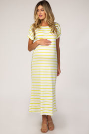 Lime Striped Maternity T-Shirt Dress