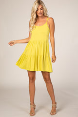 Lime Yellow Tiered Maternity Tank Dress