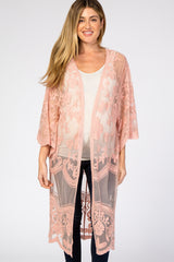 Light Pink Mesh Lace Maternity Cover Up