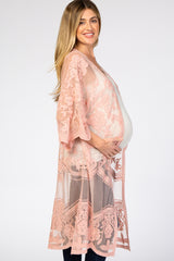 Light Pink Mesh Lace Maternity Cover Up