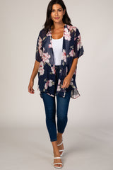 Navy Floral Cover Up