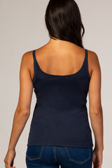 Navy Fitted Scoop Neck Tank Top