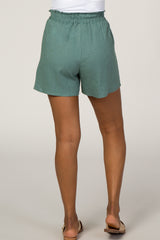 Sage Linen Smocked Waist Shorts
