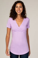 Lavender Short Sleeve Wrap Maternity Nursing Top