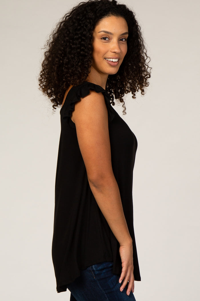 Black Flutter Sleeve Top