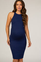 Navy Super Soft Fitted Maternity Dress