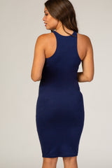 Navy Super Soft Fitted Maternity Dress