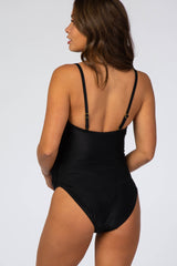 Black Smocked One-Piece Maternity Swimsuit