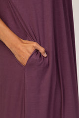 Plum V-Neck Short Sleeve Maxi Dress