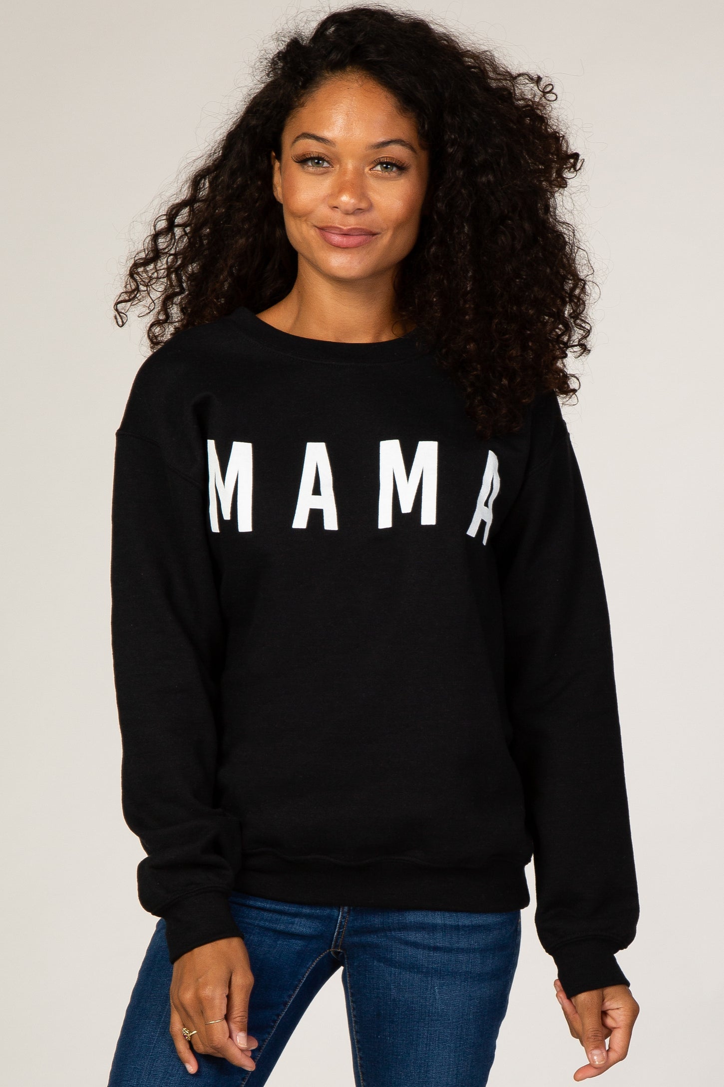 Black Screen Print Mama Maternity Pullover Sweatshirt