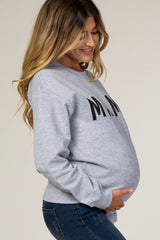 Grey Screen Print Mama Maternity Pullover Sweatshirt
