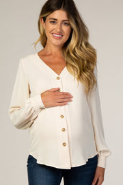 Ivory Button Up Maternity Blouse