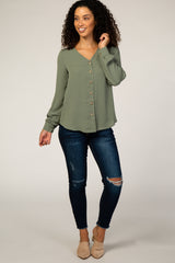 Olive Button Up Blouse
