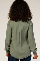 Olive Button Up Blouse