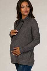 Charcoal Cowl Neck Maternity Sweatshirt
