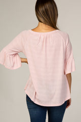 Pink Button Accent Maternity Blouse