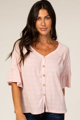 Pink Button Accent Blouse
