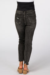 Black Distressed Crop Maternity Jeans