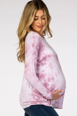 Mauve Tie Dye Long Sleeve Maternity Top