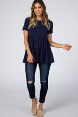 Navy Blue Tiered Top