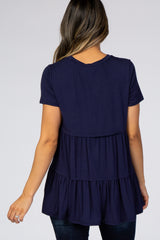 Navy Blue Tiered Top