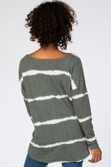 Olive Tie Dye Striped French Terry Top