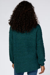 Forest Green Popcorn Knit Bubble Sleeve Sweater