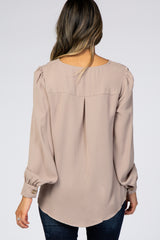 Taupe Button Up Blouse