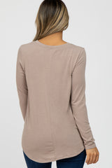 Taupe Basic Long Sleeve Top