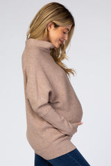 Mocha Funnel Neck Dolman Sleeve Maternity Sweater