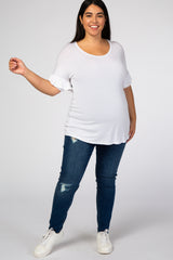 Navy Blue Distressed Skinny Maternity Plus Jeans